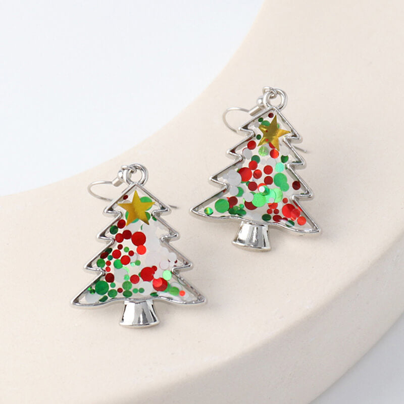 Creative Sequin Christmas Tree Resin Earrings | Gthic.com