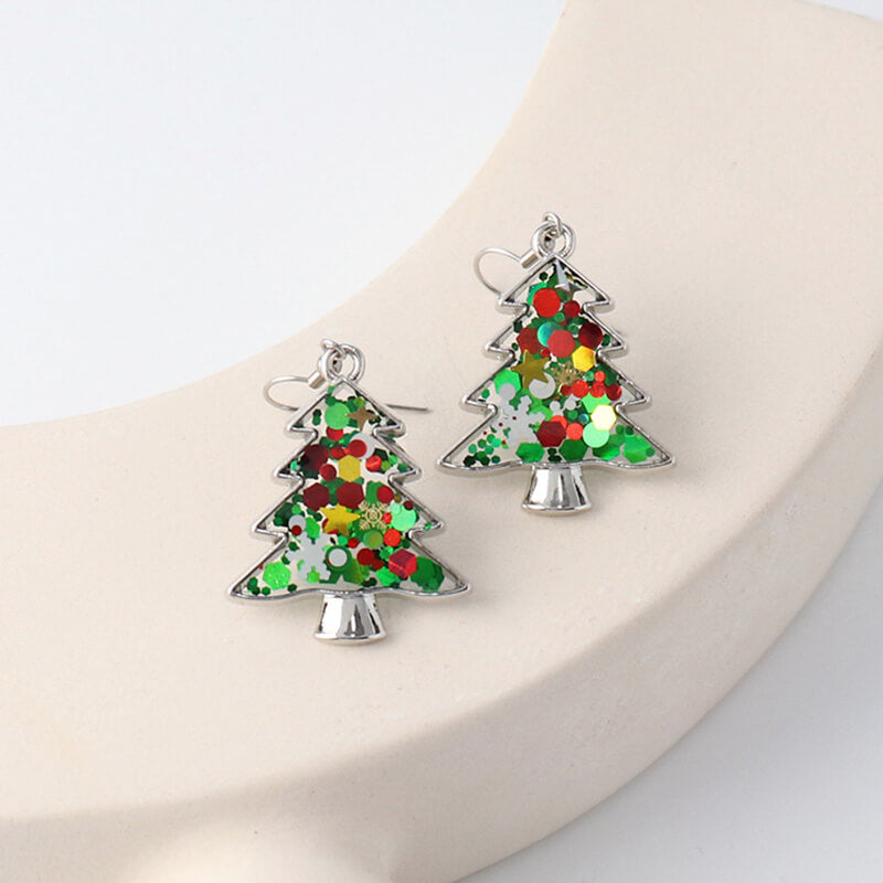 Creative Sequin Christmas Tree Resin Earrings | Gthic.com