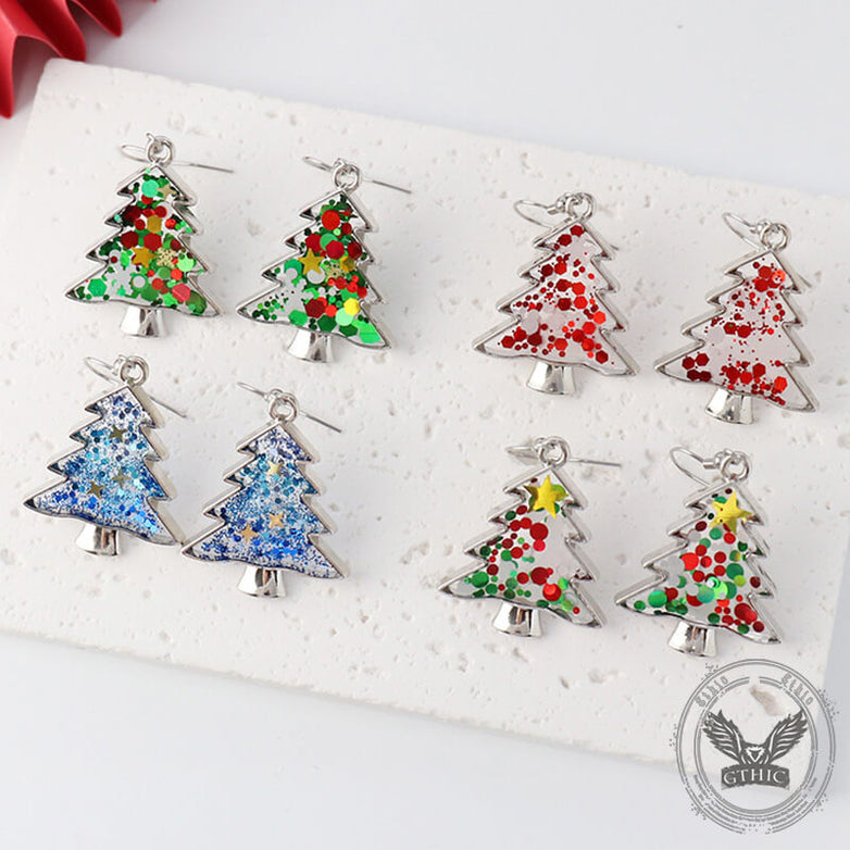 Creative Sequin Christmas Tree Resin Earrings | Gthic.com