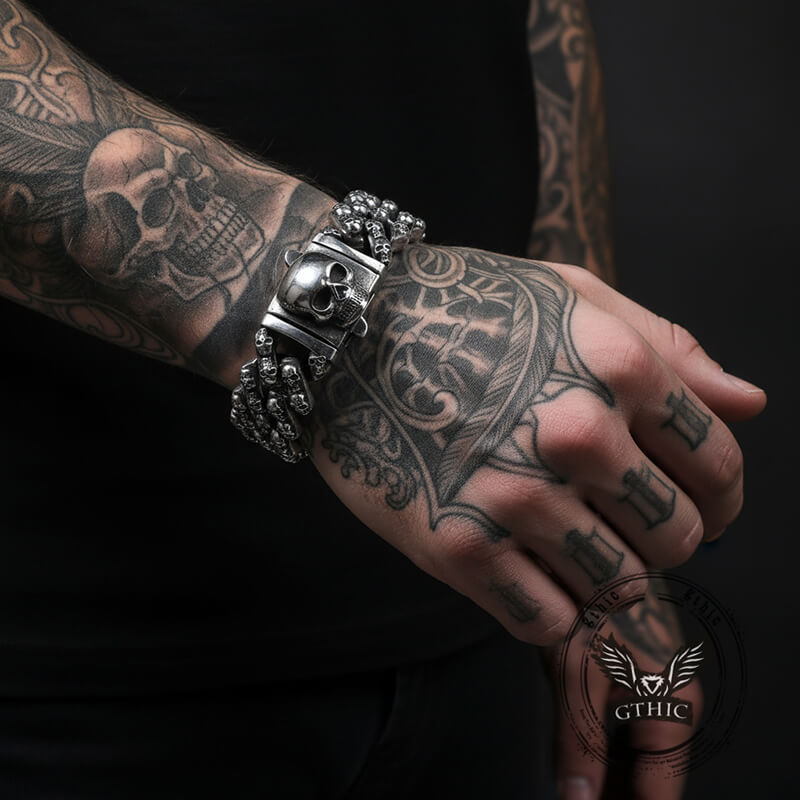 Creative Skull Stainless Steel Gothic Cuban Link Bracelet | Gthic.com