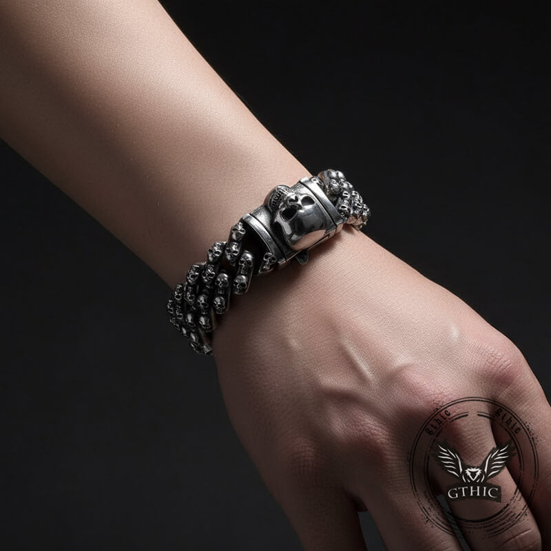Creative Skull Stainless Steel Gothic Cuban Link Bracelet | Gthic.com