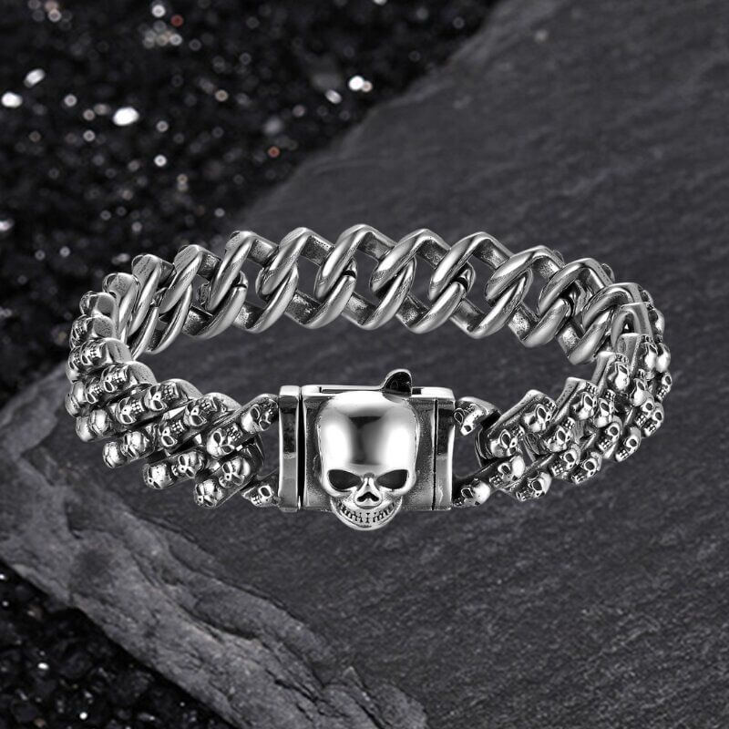 Creative Skull Stainless Steel Gothic Cuban Link Bracelet | Gthic.com