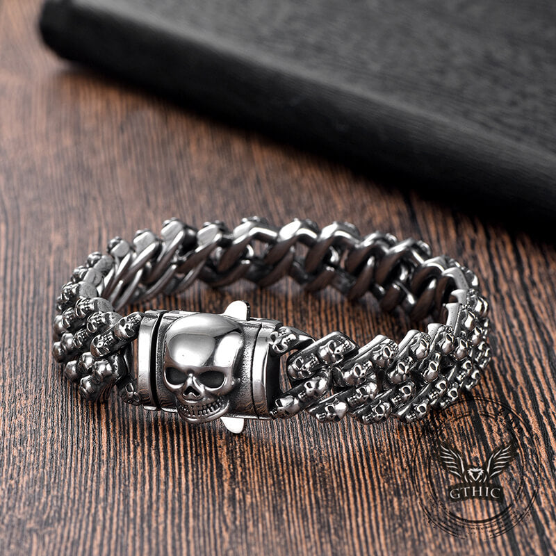 Creative Skull Stainless Steel Gothic Cuban Link Bracelet | Gthic.com