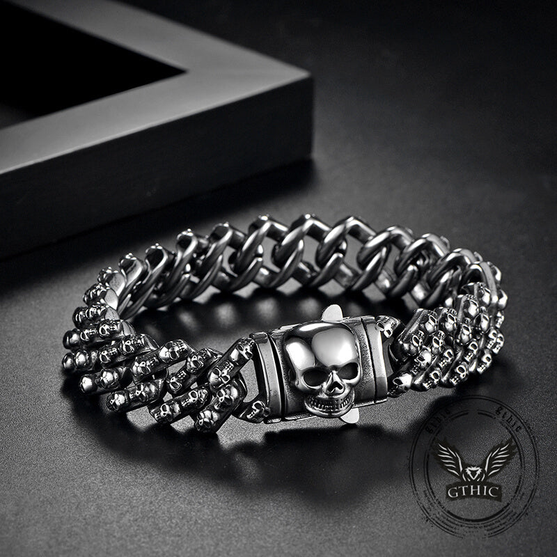 Creative Skull Stainless Steel Gothic Cuban Link Bracelet | Gthic.com