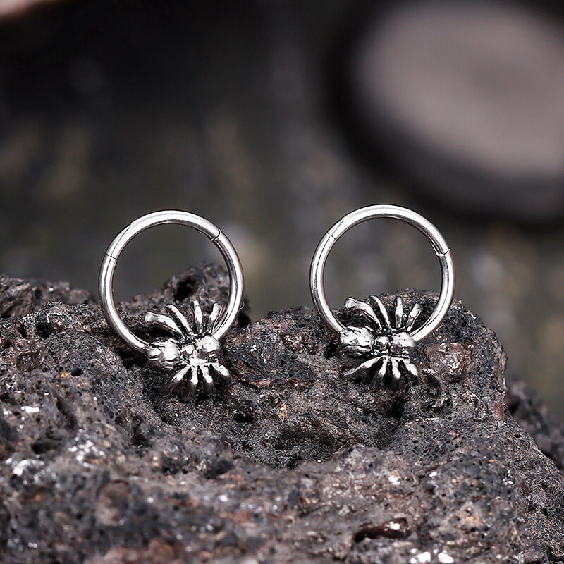 Creative Spider Stainless Steel Hoop Earrings | Gthic.com