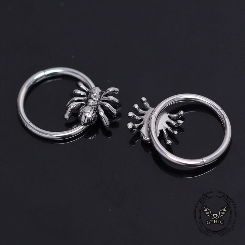 Creative Spider Stainless Steel Hoop Earrings