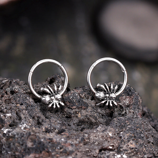 Creative Spider Stainless Steel Hoop Earrings | Gthic.com