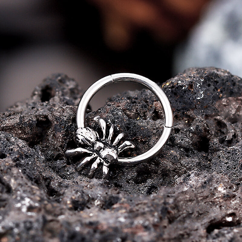 Creative Spider Stainless Steel Hoop Earrings | Gthic.com
