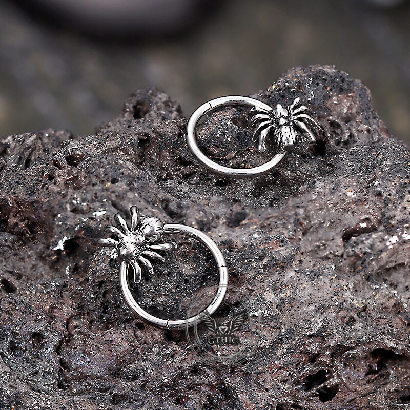 Creative Spider Stainless Steel Hoop Earrings