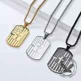 Cross American Flag Stainless Steel Military Brand Pendant | Gthic.com