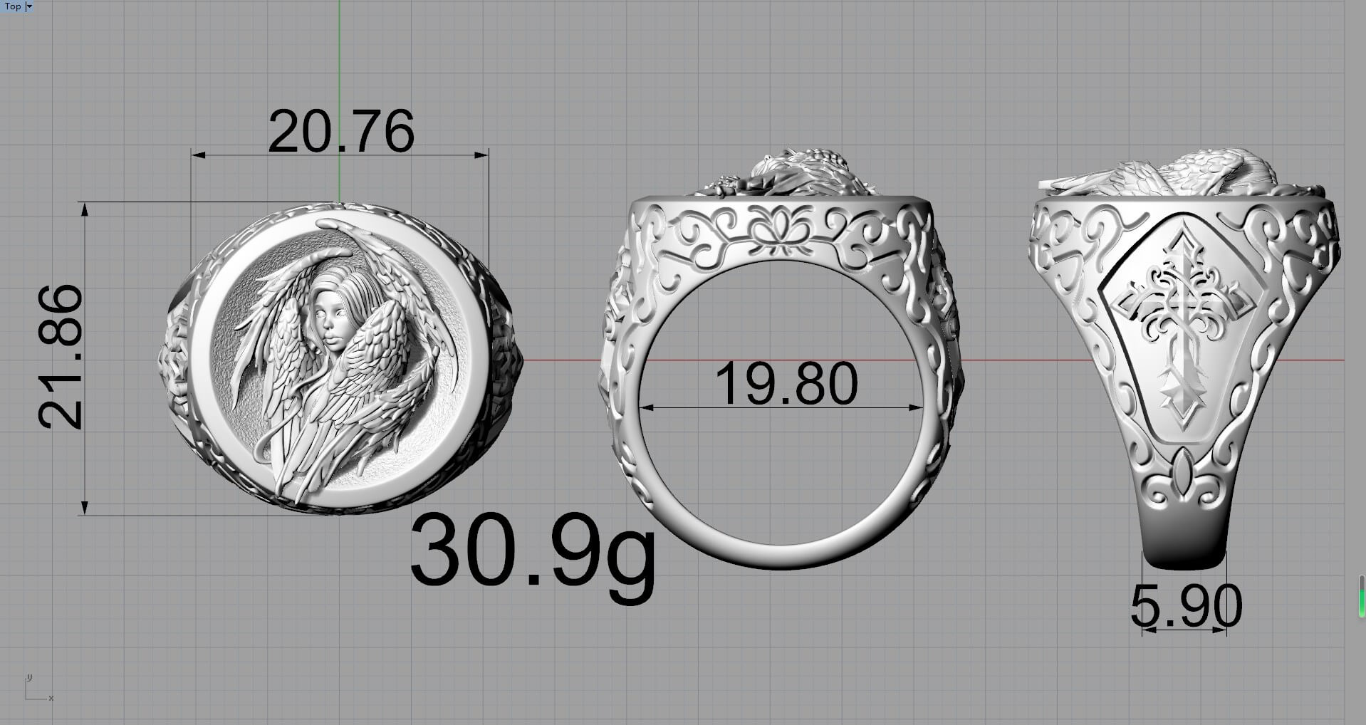 Cross Archangel Guardian Sterling Silver Ring | Gthic.com