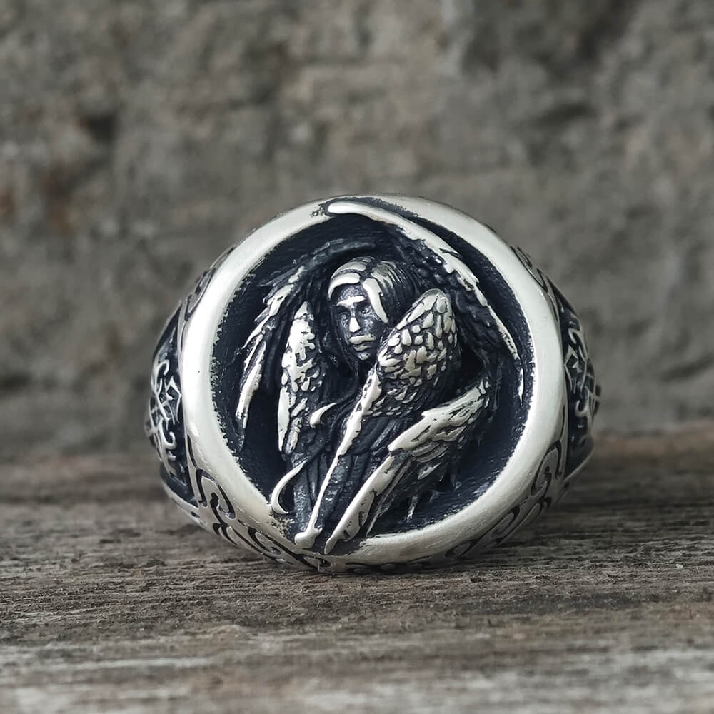 Cross Archangel Guardian Sterling Silver Ring | Gthic.com