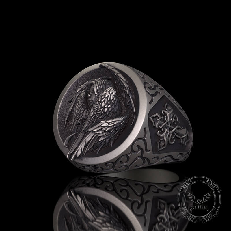 Cross Archangel Guardian Sterling Silver Ring | Gthic.com