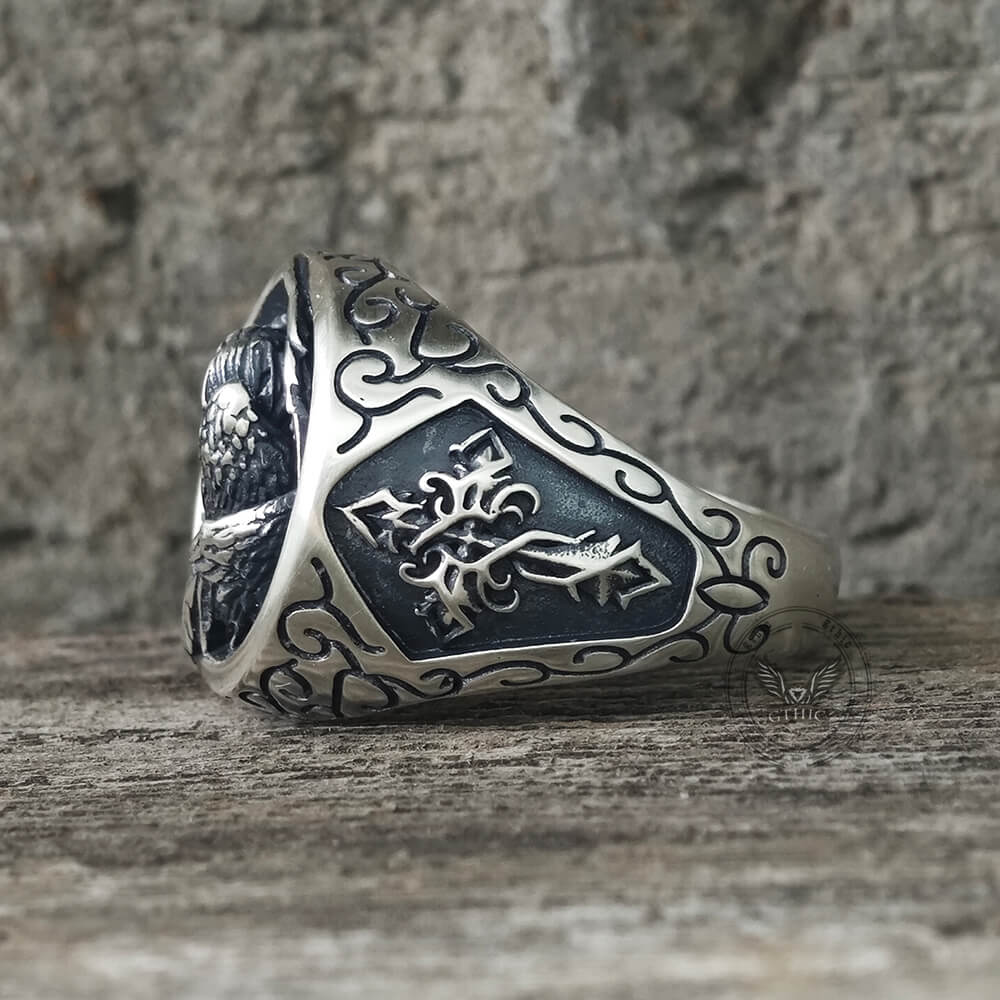 Cross Archangel Guardian Sterling Silver Ring