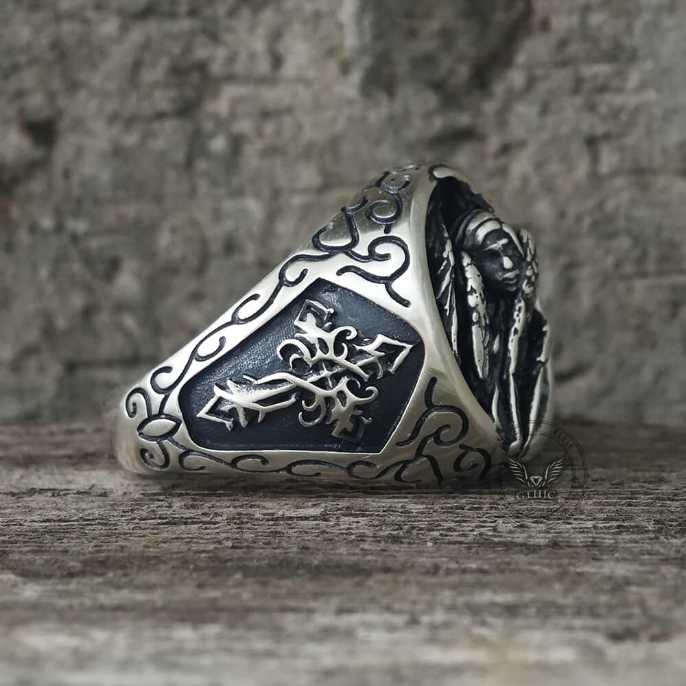 Cross Archangel Guardian Sterling Silver Ring