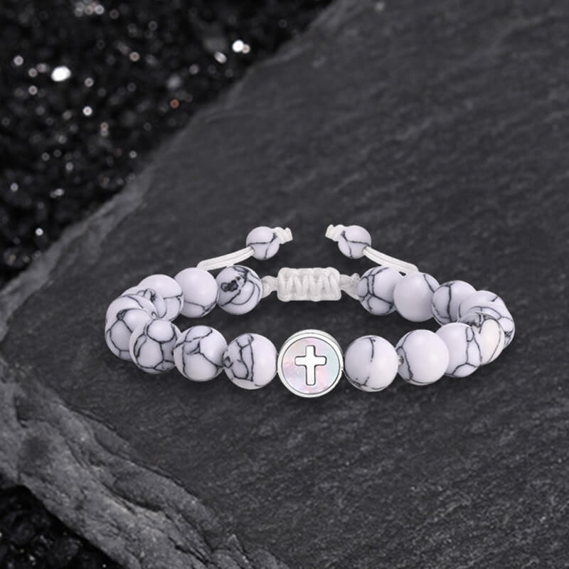 Cross Design Turquoise Adjustable Bead Bracelet 01 | Gthic.com