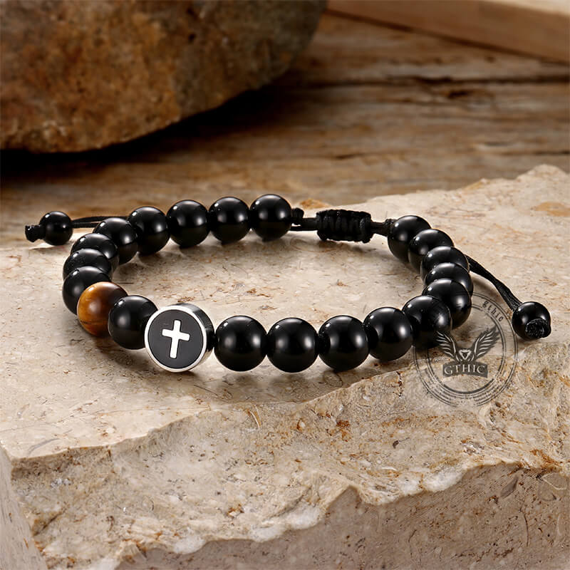 Cross Design Turquoise Adjustable Bead Bracelet 04 | Gthic.com