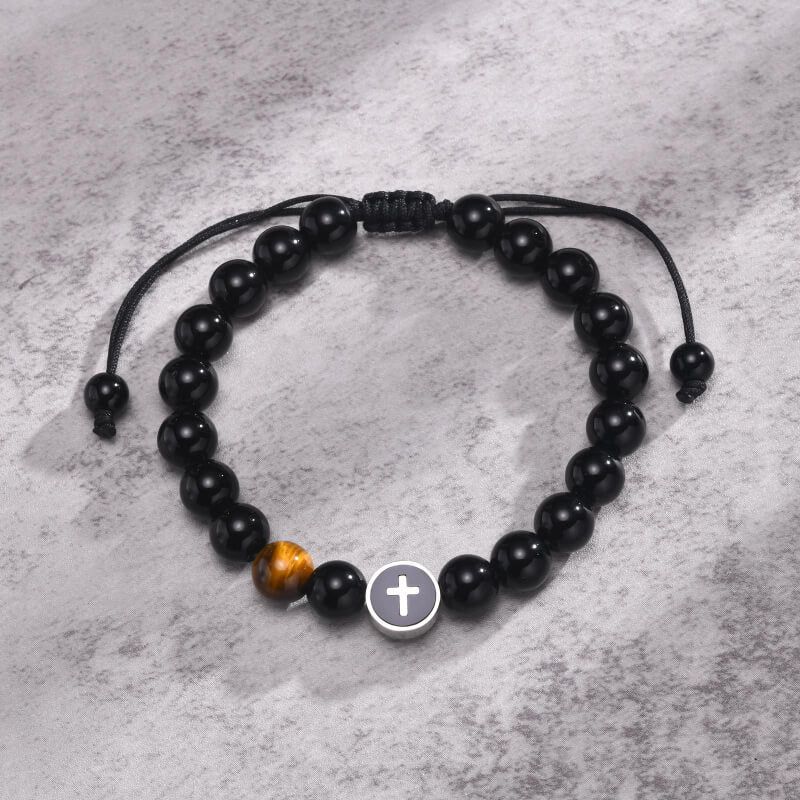 Cross Design Turquoise Adjustable Bead Bracelet 06 | Gthic.com