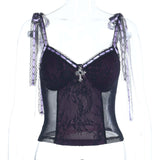 Cross Lace Slim Back See-through Gothic Suspender