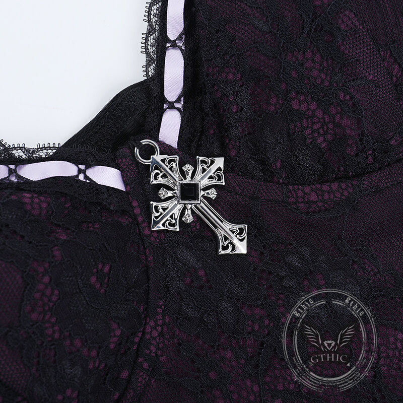 Cross Lace Slim Back See-through Gothic Suspender