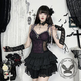 Cross Lace Slim Back See-through Gothic Suspender | Gthic.com