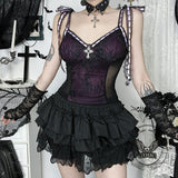 Cross Lace Slim Back See-through Gothic Suspender