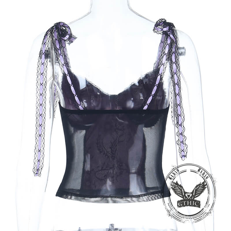Cross Lace Slim Back See-through Gothic Suspender