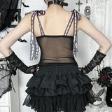 Cross Lace Slim Back See-through Gothic Suspender