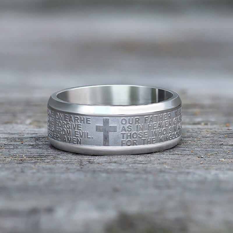 Cross Prayer Stainless Steel Christian Ring | Gthic.com
