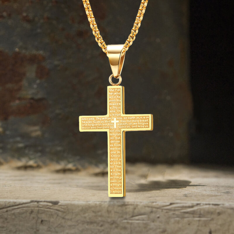 Cross Prayer Stainless Steel Pendant | Gthic.com