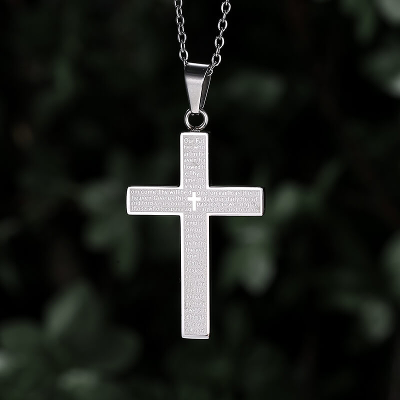 Cross Prayer Stainless Steel Pendant | Gthic.com