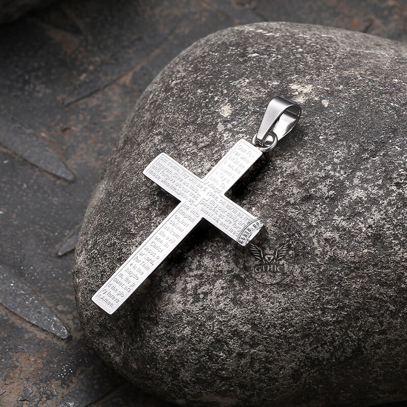 Cross Prayer Stainless Steel Pendant | Gthic.com