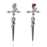 Cross Rose Copper Silver Plated Earrings | Gthic.com