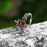 Cross Rose Heart Shape Crystal Sterling Silver Ring 03 | Gthic.com