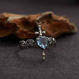 Cross Rose Heart Shape Crystal Sterling Silver Ring