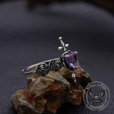 Cross Rose Heart Shape Crystal Sterling Silver Ring