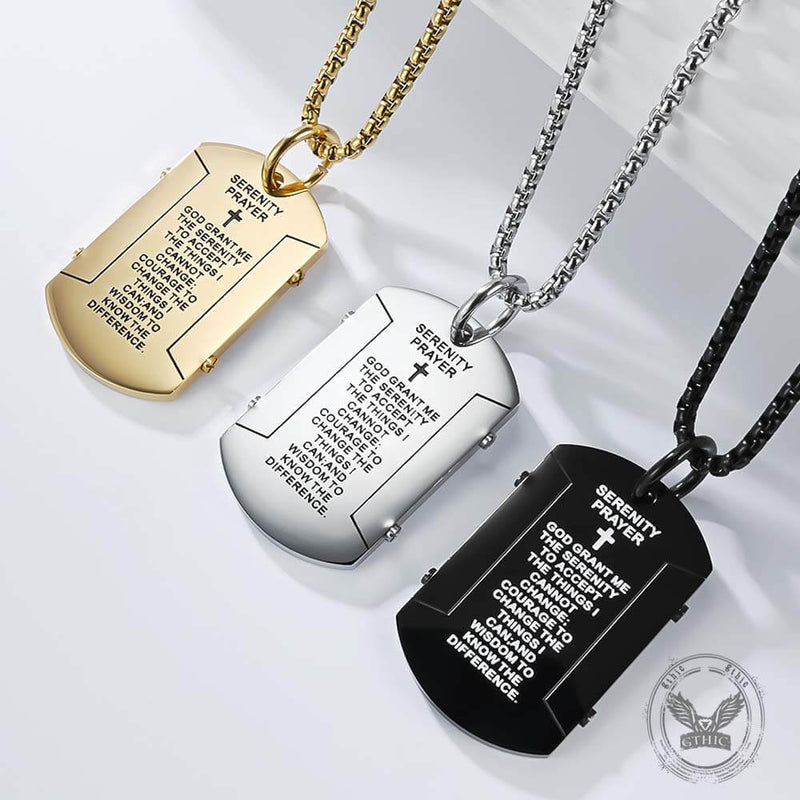 Cross Serenity Prayer Stainless Steel Military Tag Pendant – GTHIC