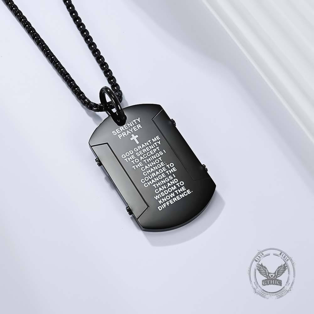 Cross Serenity Prayer Stainless Steel Military Tag Pendant