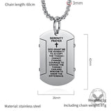 Cross Serenity Prayer Stainless Steel Military Tag Pendant