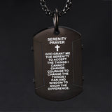 Cross Serenity Prayer Stainless Steel Military Tag Pendant