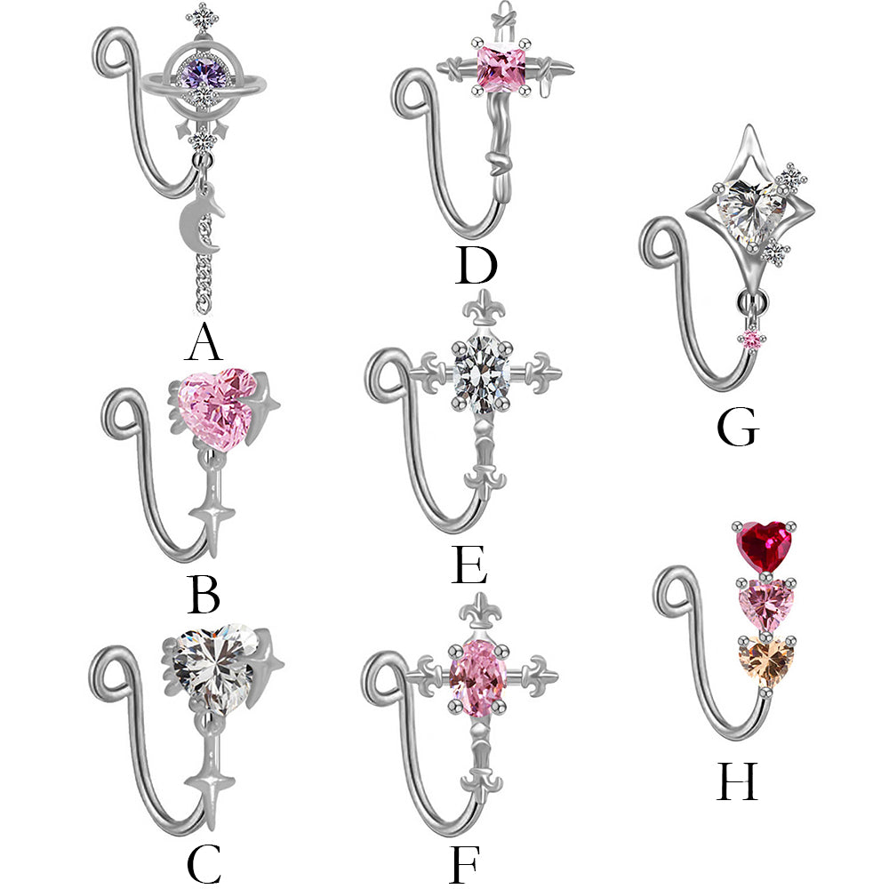 Cross Star Heart Shape Stainless Steel Nose Ring