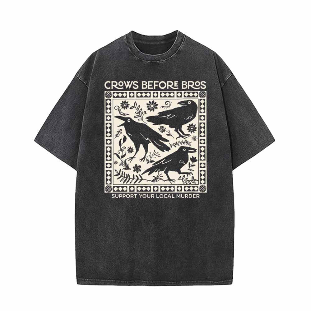 Crows Before Bros Support Your Local Murder Raven T-shirt 01 | Gthic.com