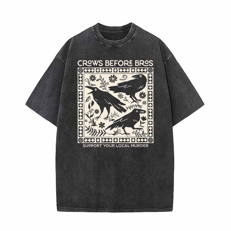 Crows Before Bros Support Your Local Murder Raven T-shirt 01 | Gthic.com