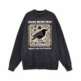 Crows Before Bros Vintage Washed Sweatshirt 01 | Gthic.com