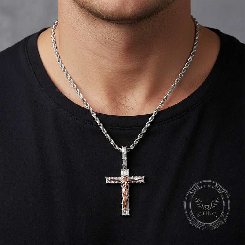 Crucifixion Of Jesus Copper-Set Zircon Cross Pendant | Gthic.com