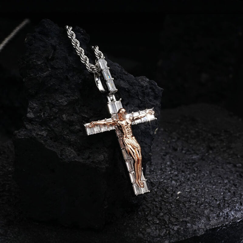 Crucifixion Of Jesus Copper-Set Zircon Cross Pendant | Gthic.com