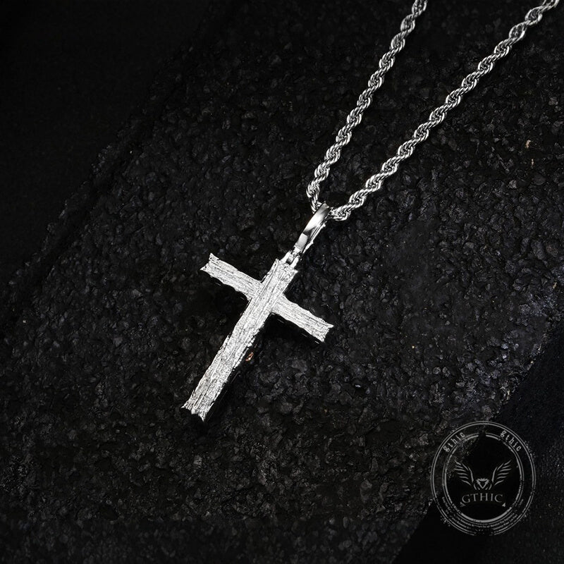 Crucifixion Of Jesus Copper-Set Zircon Cross Pendant