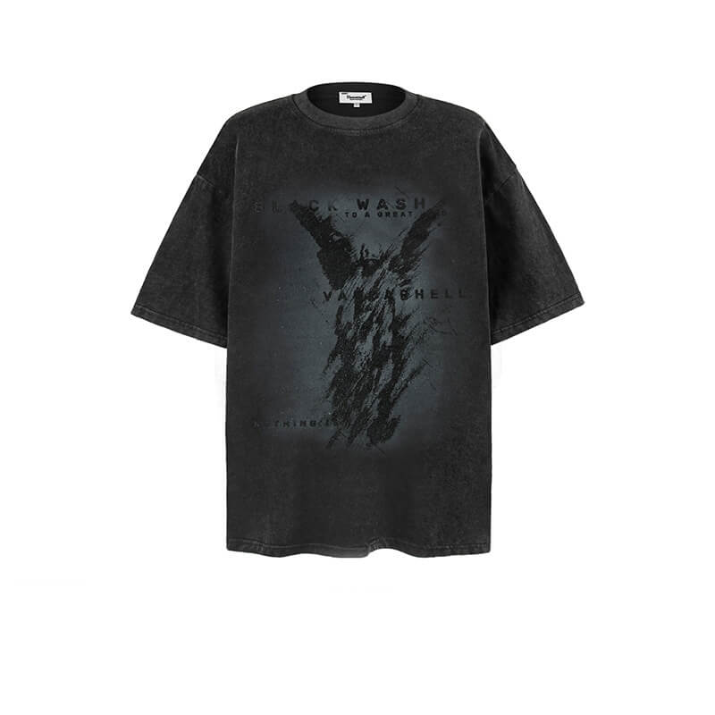 Crucifixion of Jesus Print Vintage Washed Cotton T-shirt | Gthic.com