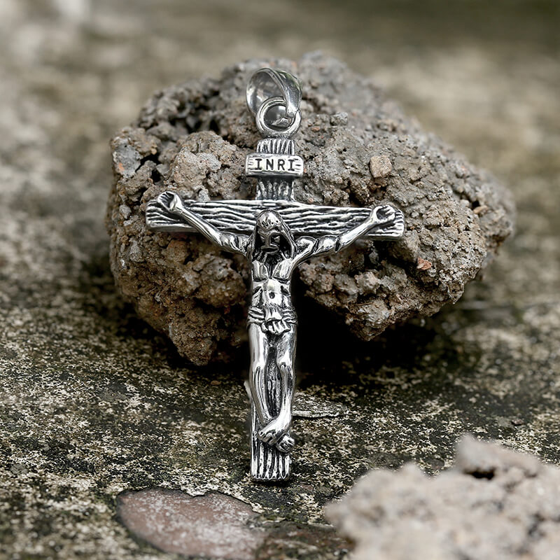 Crucifixion of Jesus Stainless Steel Cross Pendant