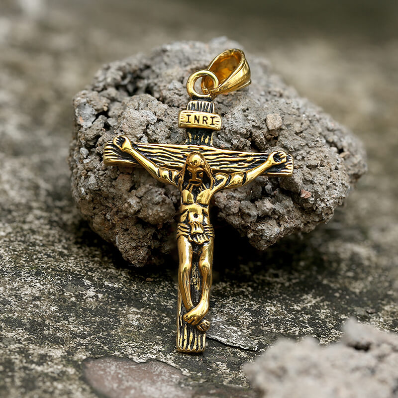 Crucifixion of Jesus Stainless Steel Cross Pendant